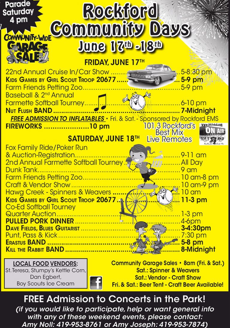 2016 Community Days Schedule of Events Rockford Alive